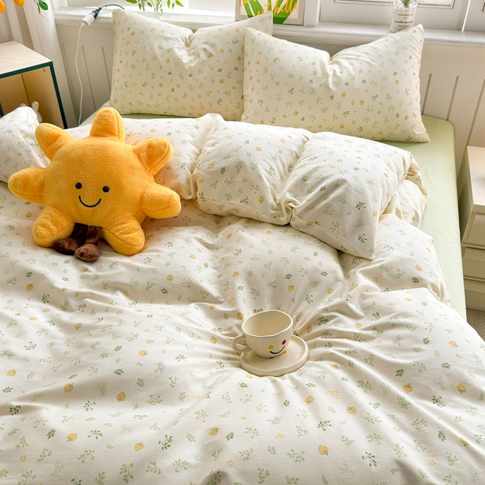 91家纺网 家纺一手货源 找家纺 黛妮雅 2026新款AB版全棉印花单被套床单枕套 送买家秀 甜梅叶语