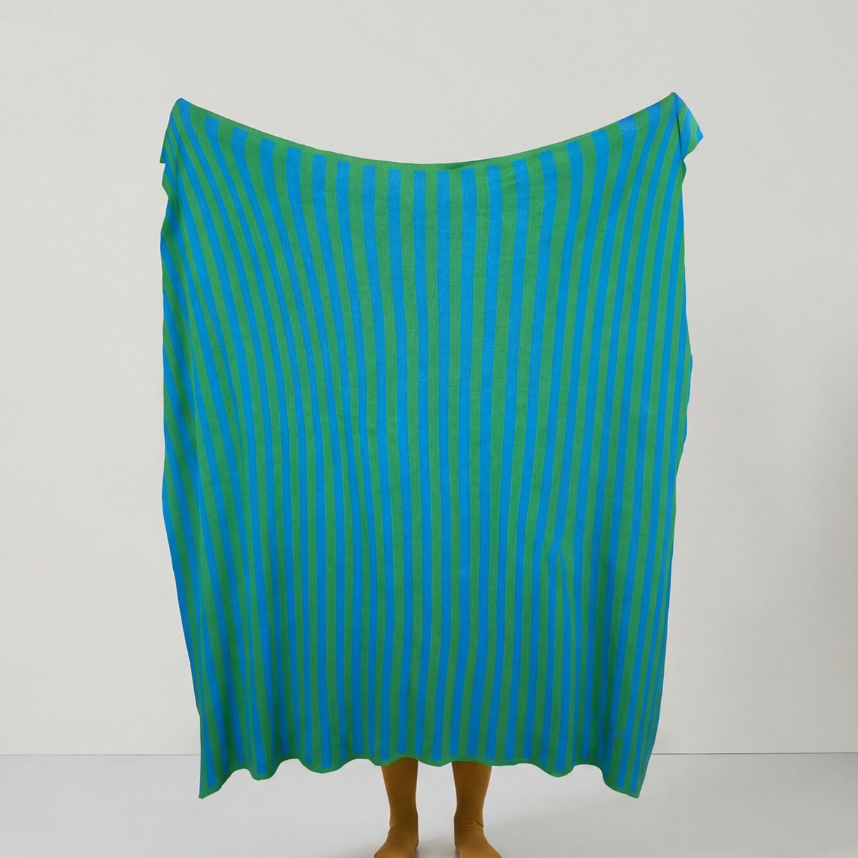 91家纺网 家纺一手货源 找家纺 暖绵绵家纺 2026新款丝光棉撞色条纹盖毯-海文（本款券后/折后零售价不得低于162元） 海文-蓝绿色