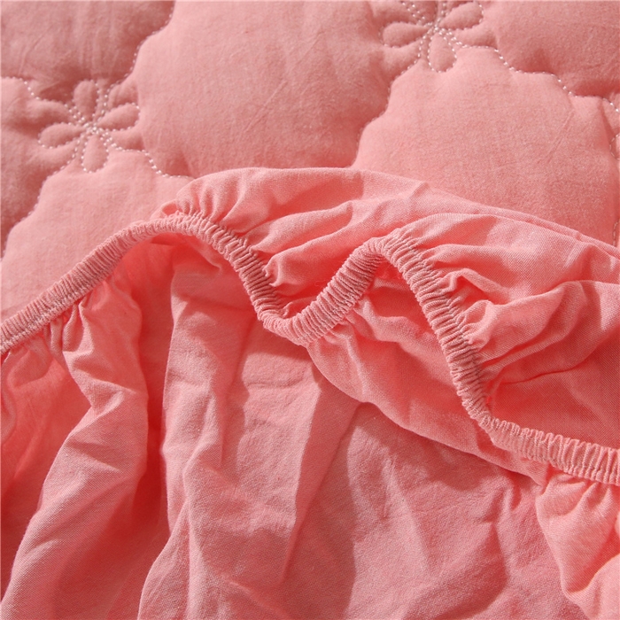 91家纺网 家纺一手货源 找家纺 乐逸家纺 2026新款日式100%全棉色织水洗棉夹棉床笠 日式水洗棉夹棉床笠-西瓜红