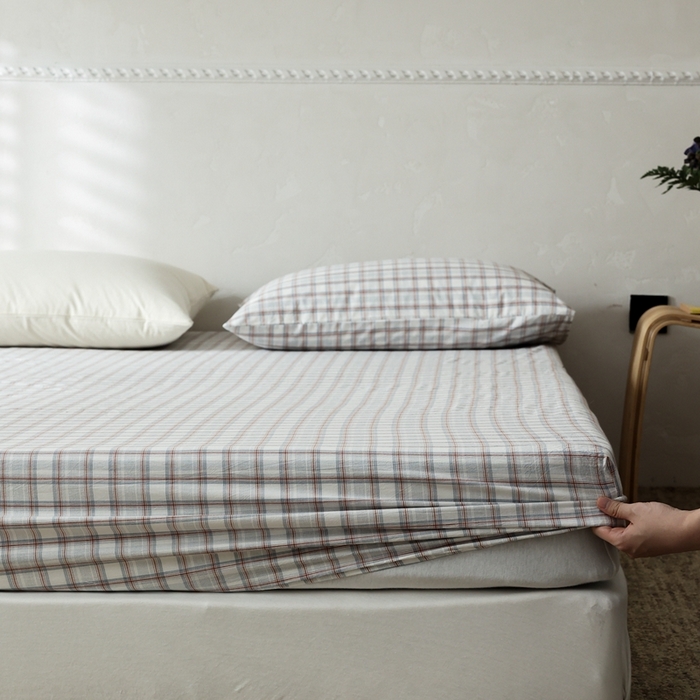 91家纺网 家纺一手货源 找家纺 （总）棉眠 2026新款调色盘水洗棉混搭单品系列-格子单床笠