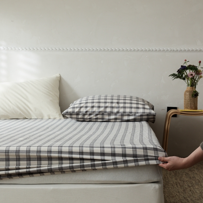 91家纺网 家纺一手货源 找家纺 （总）棉眠 2026新款调色盘水洗棉混搭单品系列-格子单床笠