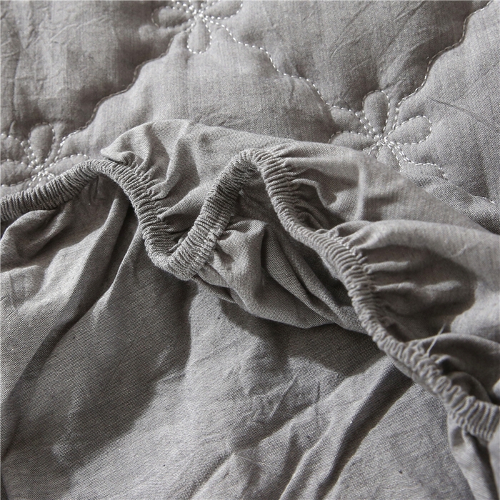 91家纺网 家纺一手货源 找家纺 乐逸家纺 2026新款日式100%全棉色织水洗棉夹棉床笠 日式水洗棉夹棉床笠-烟灰