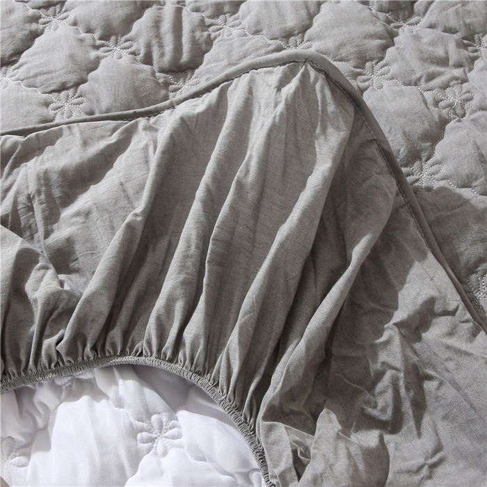 91家纺网 家纺一手货源 找家纺 乐逸家纺 2026新款日式100%全棉色织水洗棉夹棉床笠 日式水洗棉夹棉床笠-烟灰