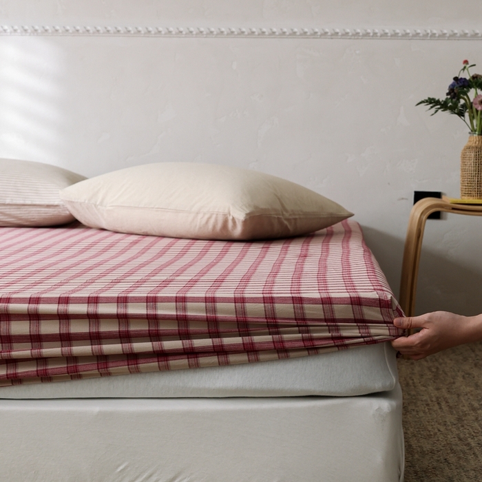 91家纺网 家纺一手货源 找家纺 （总）棉眠 2026新款调色盘水洗棉混搭单品系列-格子单床笠