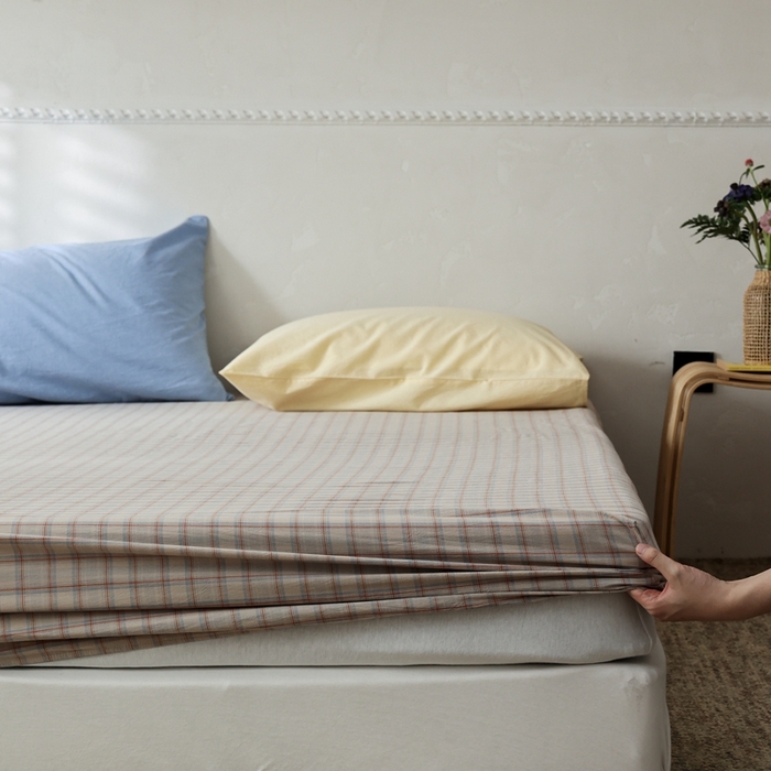 91家纺网 家纺一手货源 找家纺 （总）棉眠 2026新款调色盘水洗棉混搭单品系列-格子单床笠