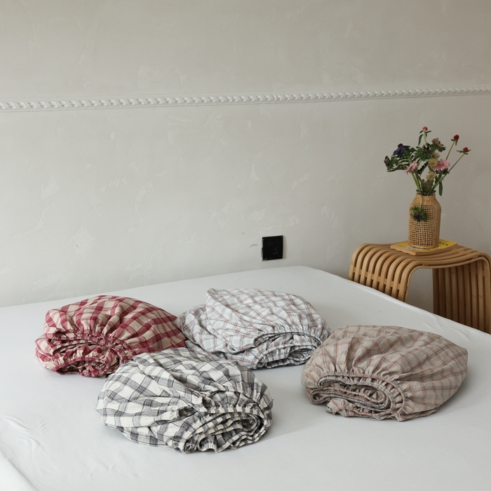 91家纺网 家纺一手货源 找家纺 （总）棉眠 2026新款调色盘水洗棉混搭单品系列-格子单床笠