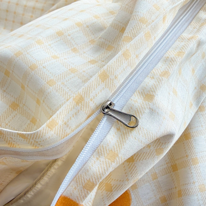 91家纺网 家纺一手货源 找家纺 黛妮雅 2026新款AB版全棉印花单被套床单枕套 送买家秀 橙意小格