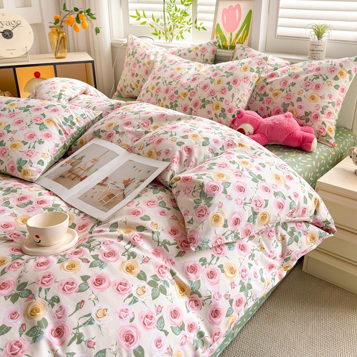 91家纺网 家纺一手货源 找家纺 黛妮雅 2026新款AB版全棉印花单被套床单枕套 送买家秀 玫瑰庄园