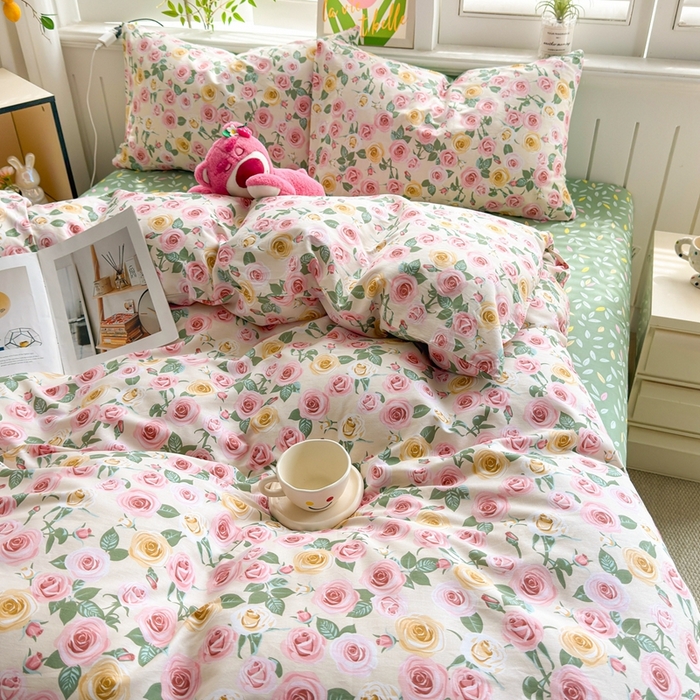 91家纺网 家纺一手货源 找家纺 黛妮雅 2026新款AB版全棉印花单被套床单枕套 送买家秀 玫瑰庄园