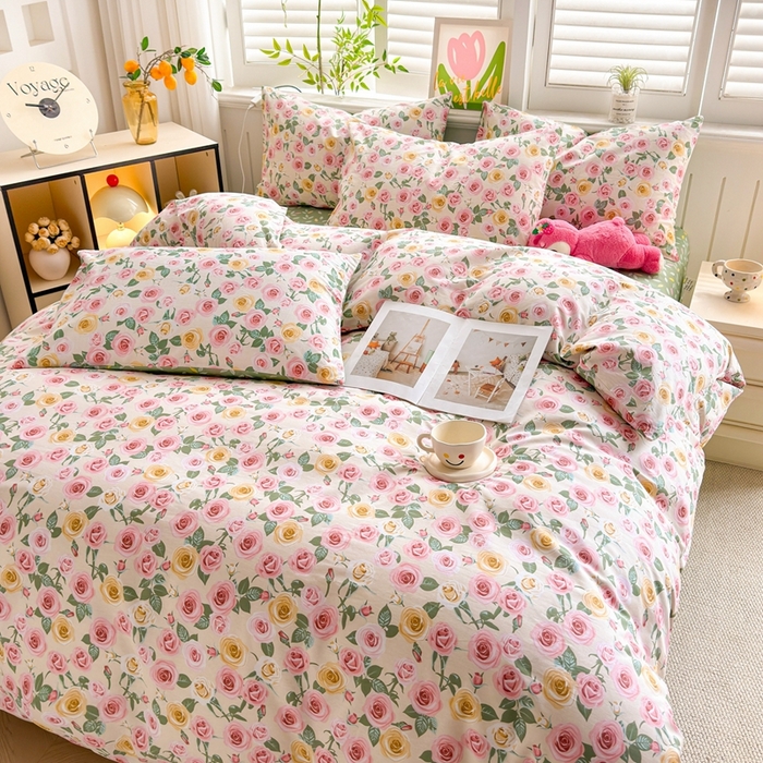 91家纺网 家纺一手货源 找家纺 黛妮雅 2026新款AB版全棉印花单被套床单枕套 送买家秀 玫瑰庄园