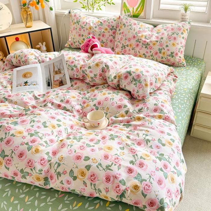 91家纺网 家纺一手货源 找家纺 黛妮雅 2026新款AB版全棉印花单被套床单枕套 送买家秀 玫瑰庄园