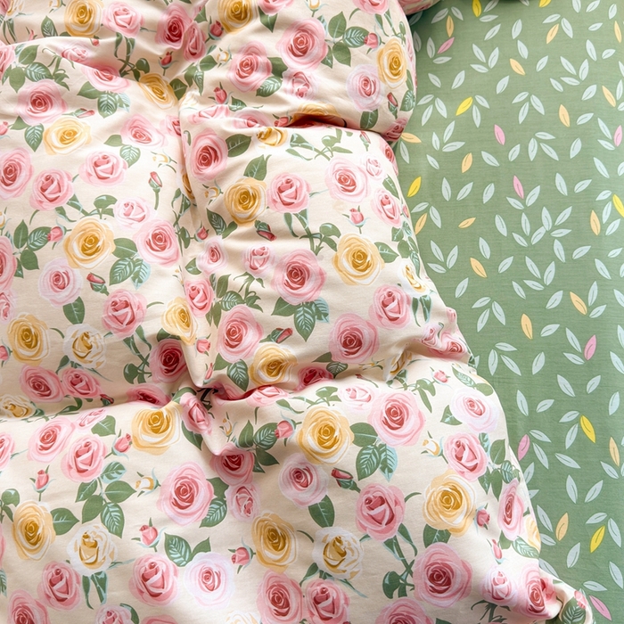 91家纺网 家纺一手货源 找家纺 黛妮雅 2026新款AB版全棉印花单被套床单枕套 送买家秀 玫瑰庄园