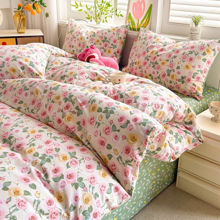 91家纺网 家纺一手货源 找家纺 黛妮雅 2026新款AB版全棉印花单被套床单枕套 送买家秀 玫瑰庄园