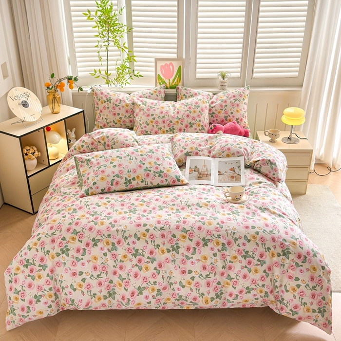 91家纺网 家纺一手货源 找家纺 黛妮雅 2026新款AB版全棉印花单被套床单枕套 送买家秀 玫瑰庄园