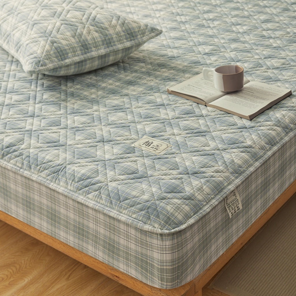 91家纺网 家纺一手货源 找家纺 （总）缦彩 2026新款全棉纯棉水洗棉新疆棉花夹棉格子床笠单品床笠单件