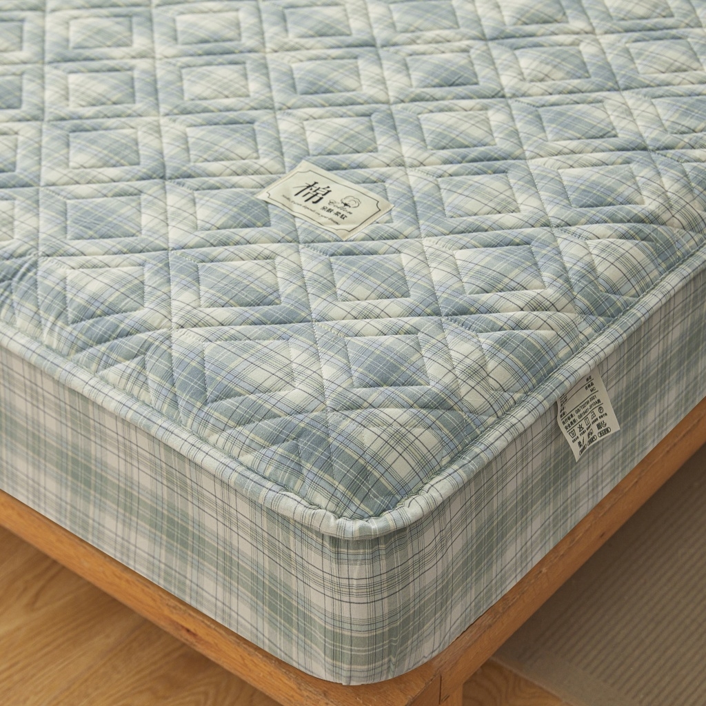 91家纺网 家纺一手货源 找家纺 （总）缦彩 2026新款全棉纯棉水洗棉新疆棉花夹棉格子床笠单品床笠单件