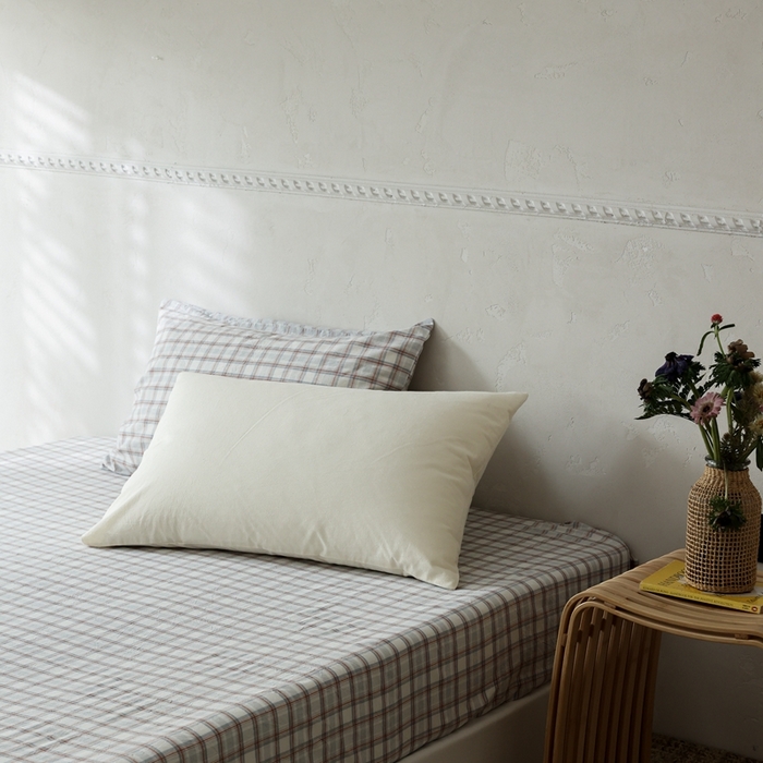 91家纺网 家纺一手货源 找家纺 棉眠 2026新款调色盘水洗棉混搭单品系列-格子单床笠 海盐格