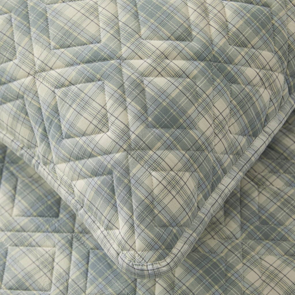 91家纺网 家纺一手货源 找家纺 缦彩 2026新款全棉纯棉水洗棉新疆棉花夹棉格子床笠单品床笠单件 舒然-兰