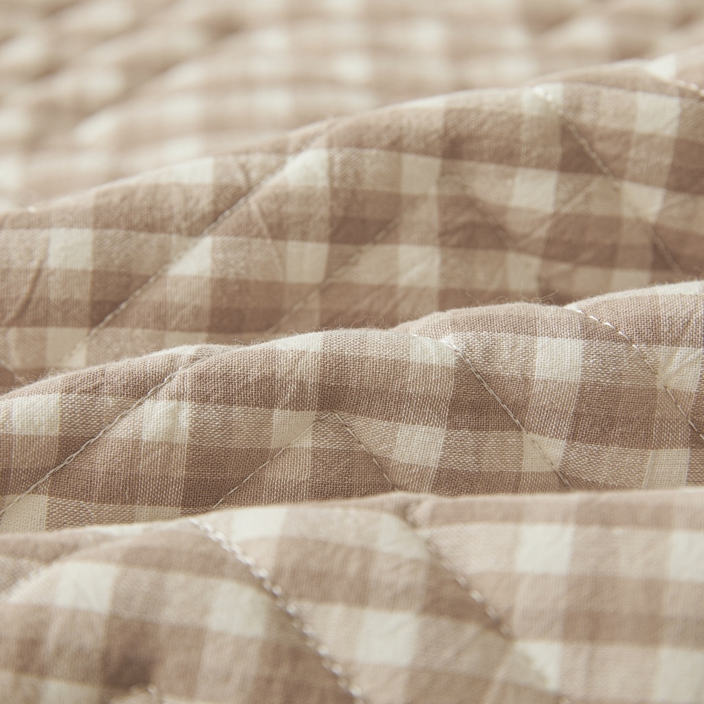 91家纺网 家纺一手货源 找家纺 缦彩 2026新款全棉纯棉水洗棉新疆棉花夹棉格子床笠单品床笠单件 织里-咖