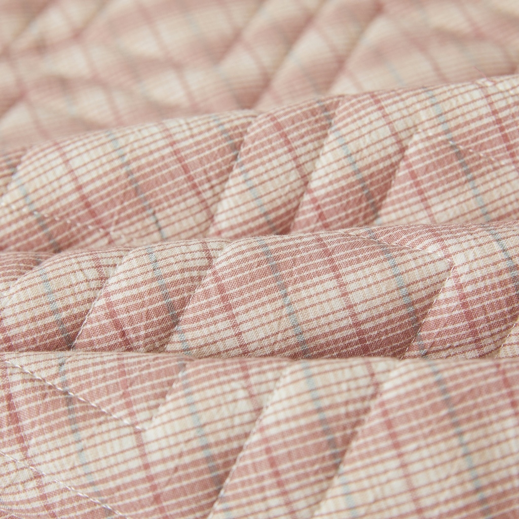 91家纺网 家纺一手货源 找家纺 缦彩 2026新款全棉纯棉水洗棉新疆棉花夹棉格子床笠单品床笠单件 如约-粉