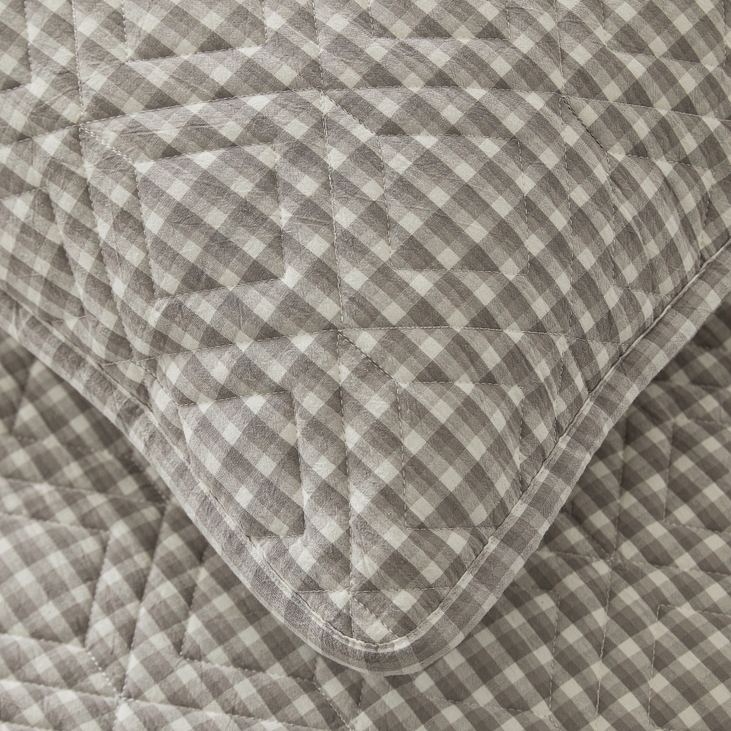 91家纺网 家纺一手货源 找家纺 缦彩 2026新款全棉纯棉水洗棉新疆棉花夹棉格子床笠单品床笠单件 织里-灰