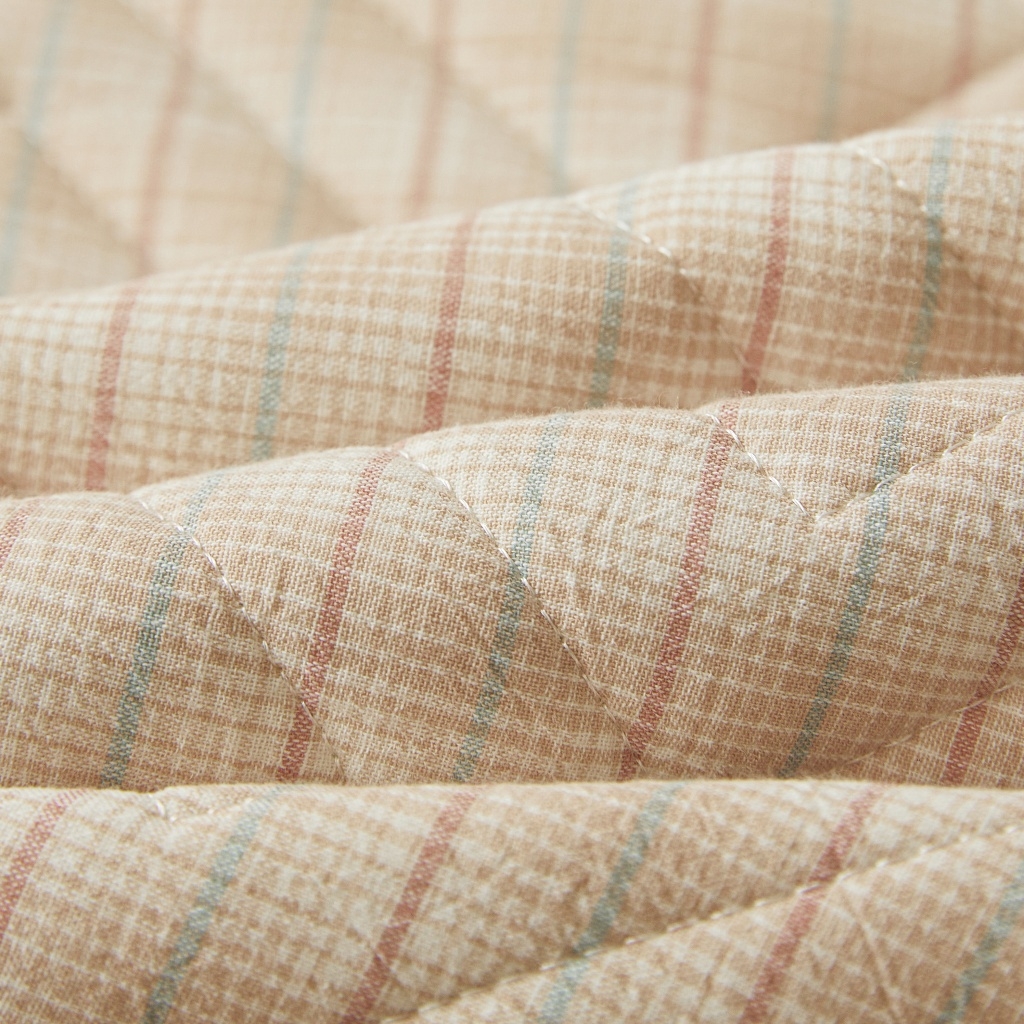 91家纺网 家纺一手货源 找家纺 缦彩 2026新款全棉纯棉水洗棉新疆棉花夹棉格子床笠单品床笠单件 如约-咖