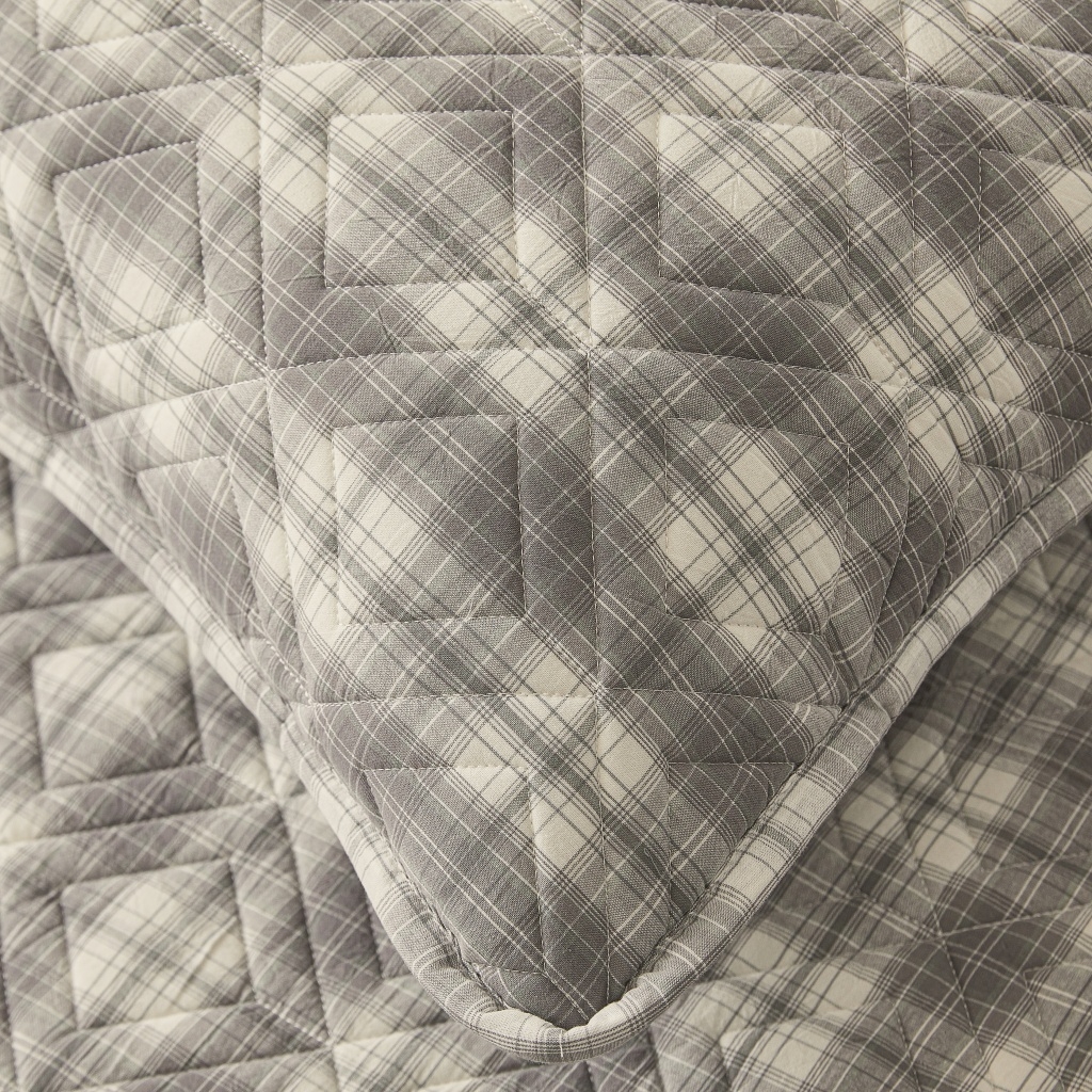91家纺网 家纺一手货源 找家纺 缦彩 2026新款全棉纯棉水洗棉新疆棉花夹棉格子床笠单品床笠单件 舒然-灰