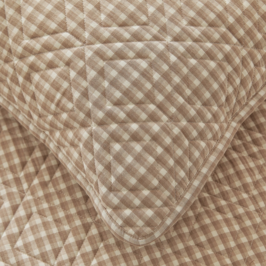 91家纺网 家纺一手货源 找家纺 缦彩 2026新款全棉纯棉水洗棉新疆棉花夹棉格子床笠单品床笠单件 织里-咖