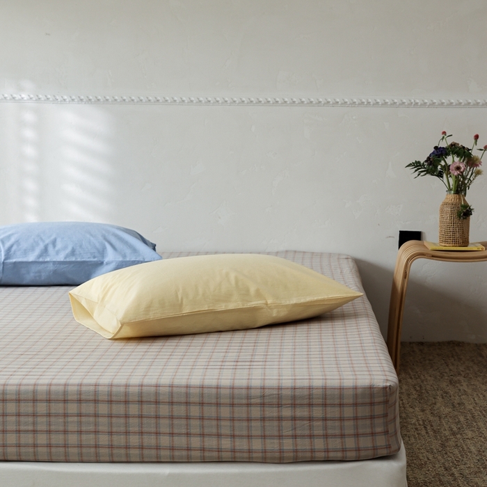 91家纺网 家纺一手货源 找家纺 棉眠 2026新款调色盘水洗棉混搭单品系列-格子单床笠 焦糖格