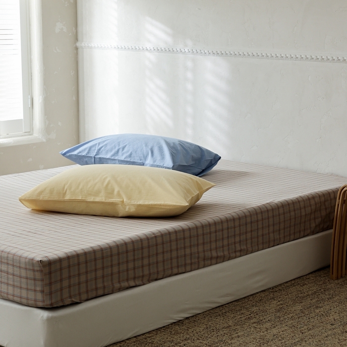 91家纺网 家纺一手货源 找家纺 棉眠 2026新款调色盘水洗棉混搭单品系列-格子单床笠 焦糖格