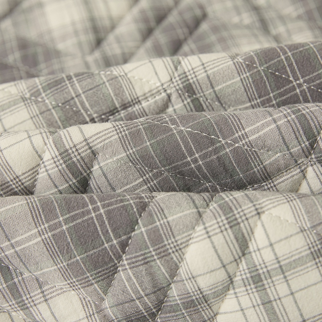 91家纺网 家纺一手货源 找家纺 缦彩 2026新款全棉纯棉水洗棉新疆棉花夹棉格子床笠单品床笠单件 舒然-灰