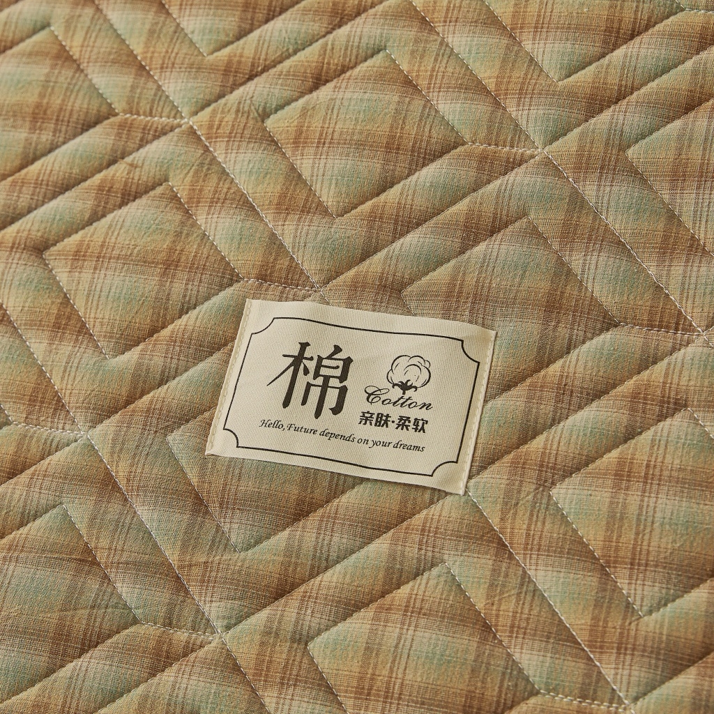 91家纺网 家纺一手货源 找家纺 缦彩 2026新款全棉纯棉水洗棉新疆棉花夹棉格子床笠单品床笠单件 千寻