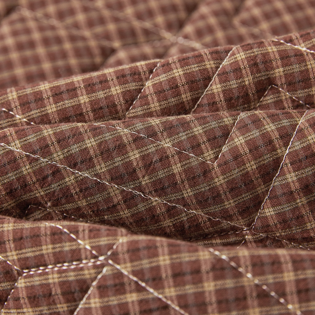 91家纺网 家纺一手货源 找家纺 缦彩 2026新款全棉纯棉水洗棉新疆棉花夹棉格子床笠单品床笠单件 摩卡