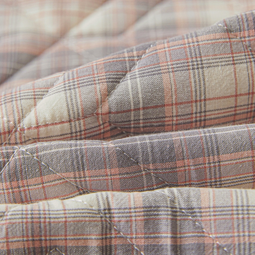 91家纺网 家纺一手货源 找家纺 缦彩 2026新款全棉纯棉水洗棉新疆棉花夹棉格子床笠单品床笠单件 舒然-粉