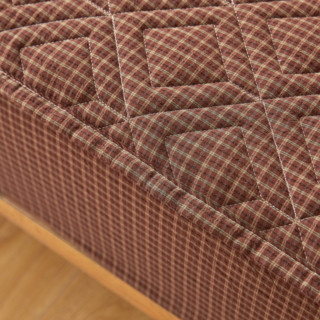 91家纺网 家纺一手货源 找家纺 缦彩 2026新款全棉纯棉水洗棉新疆棉花夹棉格子床笠单品床笠单件 摩卡