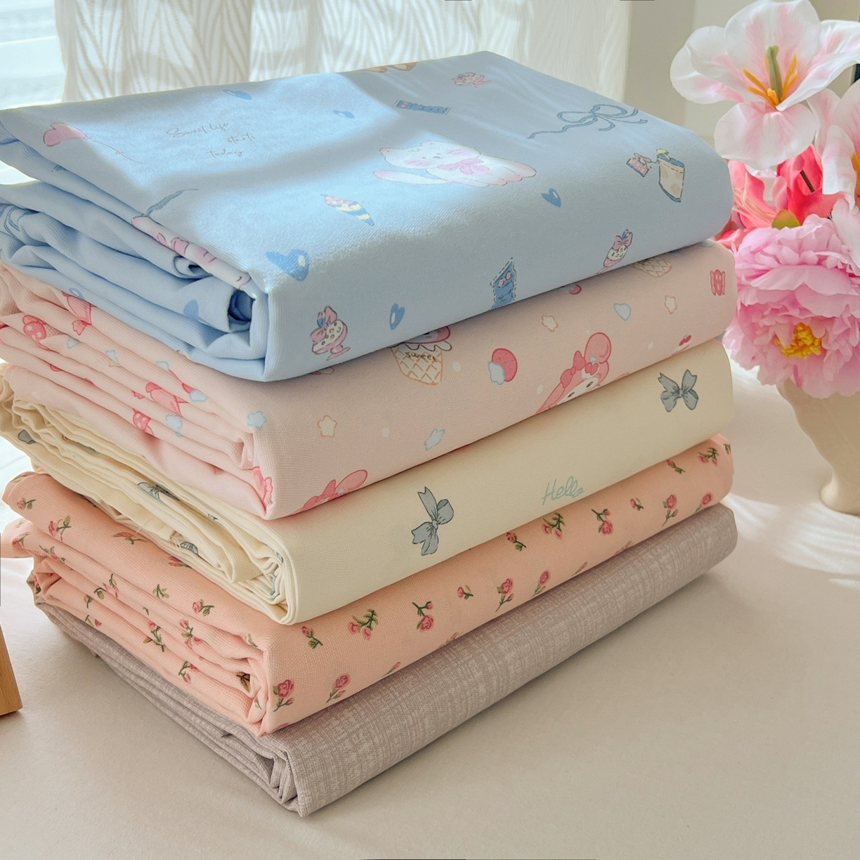 91家纺网 家纺一手货源 找家纺 韩巢家纺 2026新款老粗布床单凉席席子床单单件 组合图 仅供参考