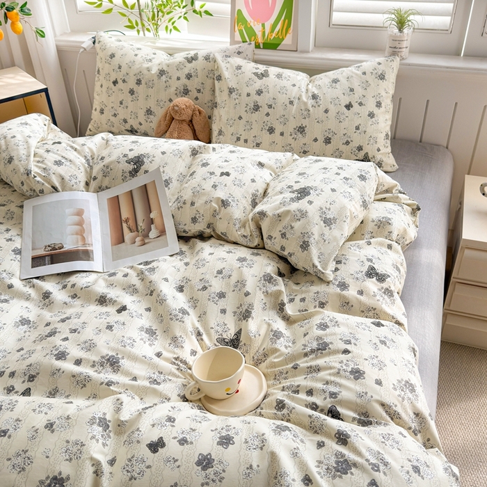91家纺网 家纺一手货源 找家纺 黛妮雅 2026新款AB版全棉印花单被套床单枕套 送买家秀 蝶舞寻香