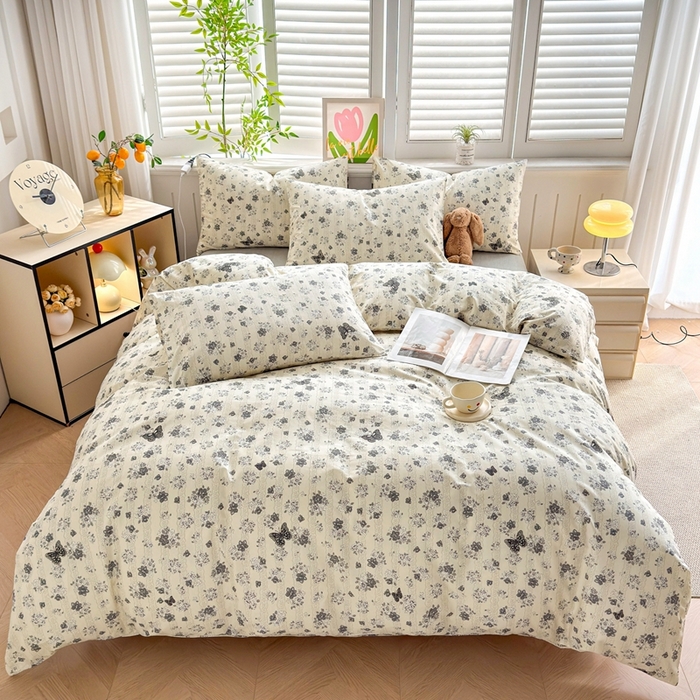 91家纺网 家纺一手货源 找家纺 黛妮雅 2026新款AB版全棉印花单被套床单枕套 送买家秀 蝶舞寻香