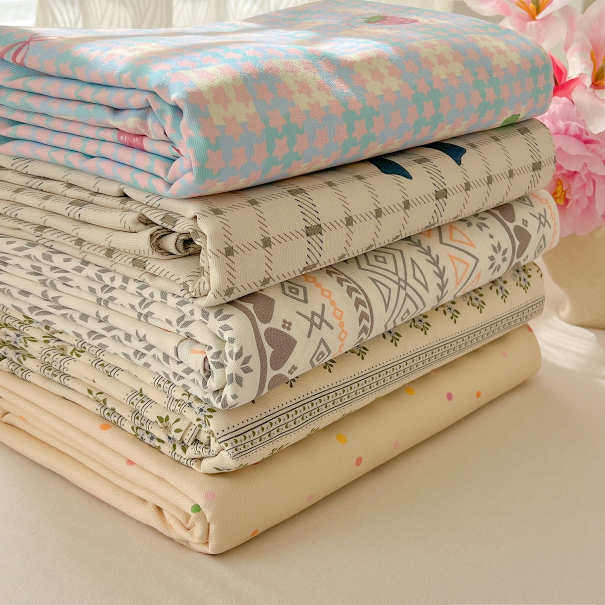 91家纺网 家纺一手货源 找家纺 韩巢家纺 2026新款老粗布床单凉席席子床单单件 组合图 仅供参考