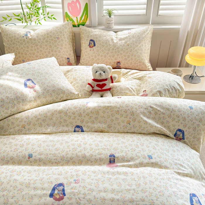 91家纺网 家纺一手货源 找家纺 黛妮雅 2026新款AB版全棉印花单被套床单枕套 送买家秀 花季少女