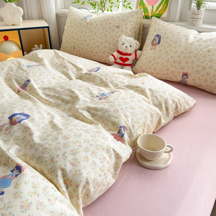 91家纺网 家纺一手货源 找家纺 黛妮雅 2026新款AB版全棉印花单被套床单枕套 送买家秀 花季少女