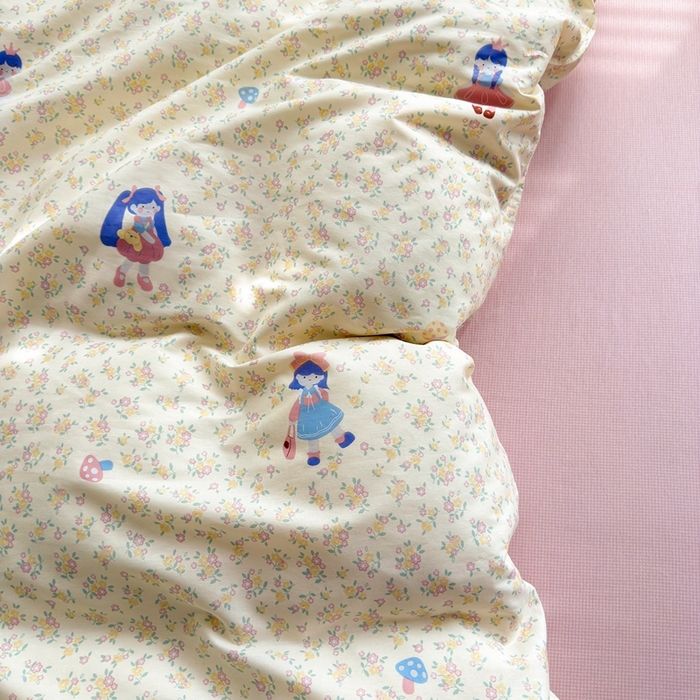 91家纺网 家纺一手货源 找家纺 黛妮雅 2026新款AB版全棉印花单被套床单枕套 送买家秀 花季少女