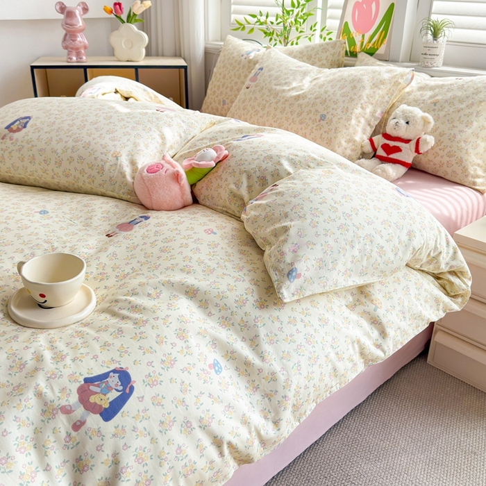 91家纺网 家纺一手货源 找家纺 黛妮雅 2026新款AB版全棉印花单被套床单枕套 送买家秀 花季少女