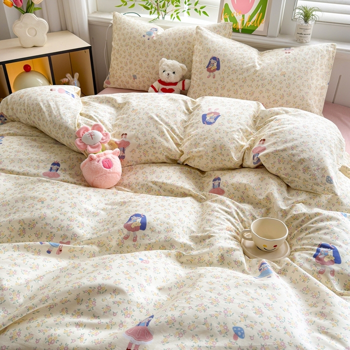 91家纺网 家纺一手货源 找家纺 黛妮雅 2026新款AB版全棉印花单被套床单枕套 送买家秀 花季少女