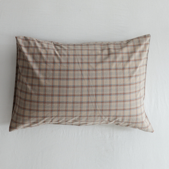 91家纺网 家纺一手货源 找家纺 （总）棉眠 2026新款调色盘水洗棉混搭单品系列-格子单枕套