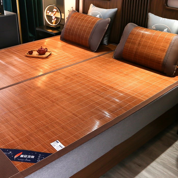 91家纺网 家纺一手货源 找家纺 鸣创 2026新款竹席凉席冰丝席碳化双面竹凉席草席藤席 步步高升