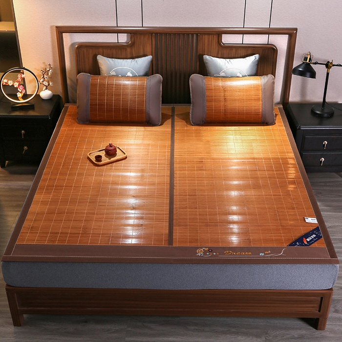 91家纺网 家纺一手货源 找家纺 鸣创 2026新款竹席凉席冰丝席碳化双面竹凉席草席藤席 步步高升