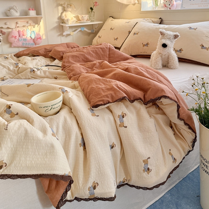 91家纺网 家纺一手货源 找家纺 优承佳生活馆 2026新款云感双层纱抗菌夏被夏凉被空调被 腊肠狗