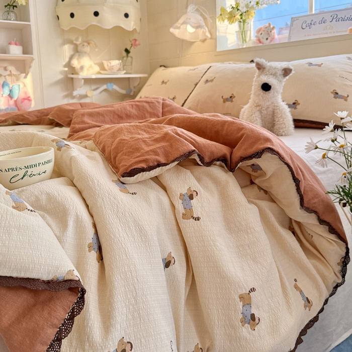 91家纺网 家纺一手货源 找家纺 优承佳生活馆 2026新款云感双层纱抗菌夏被夏凉被空调被 腊肠狗