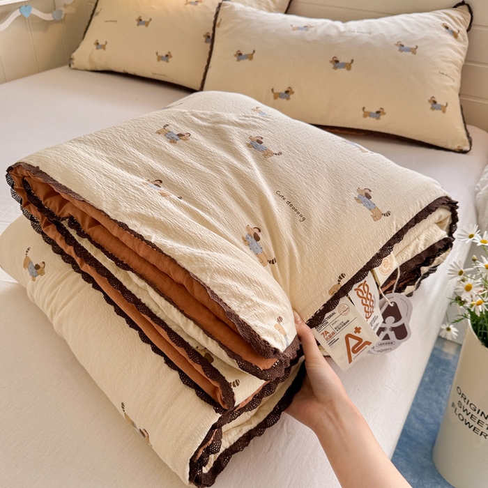 优承佳生活馆 2026新款云感双层纱抗菌夏被夏凉被空调被 腊肠狗